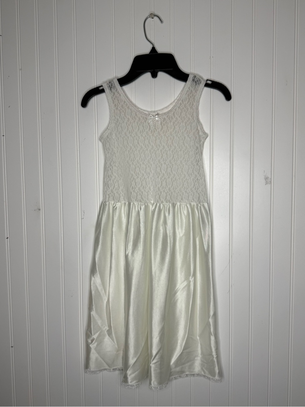 I.C. Collection White Lace Bodice Girls Slip Dress Size 8
